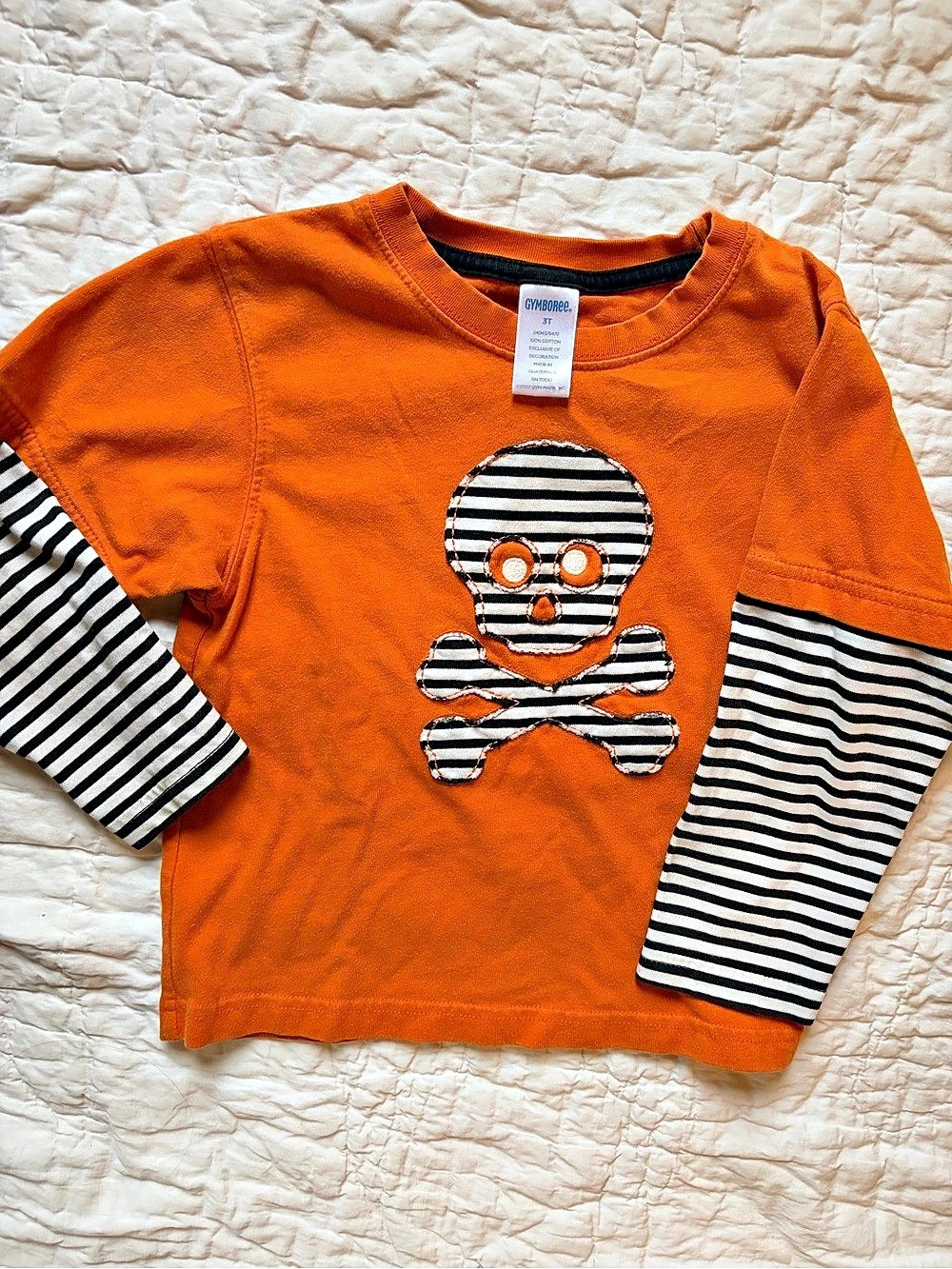 Gymboree Halloween Skeleton Double Sleeve Tee Boys 3T